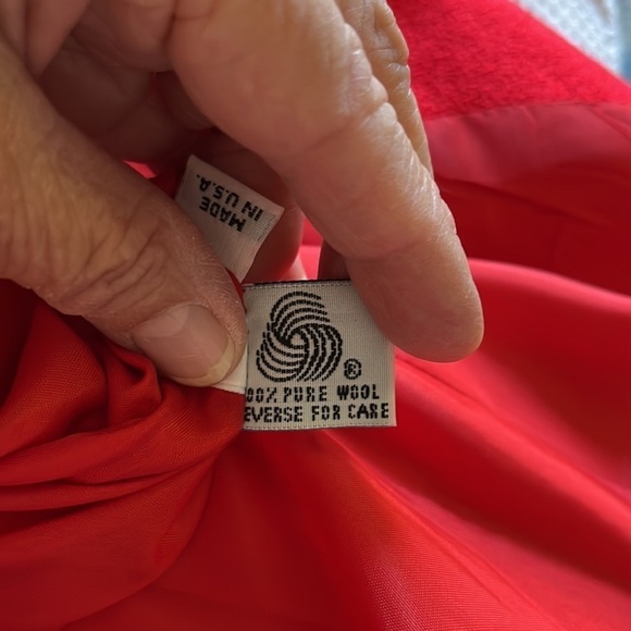 David Hayes vintage 100% red wool, midi long sleeved dress. Size 10 - Picture 9 of 10